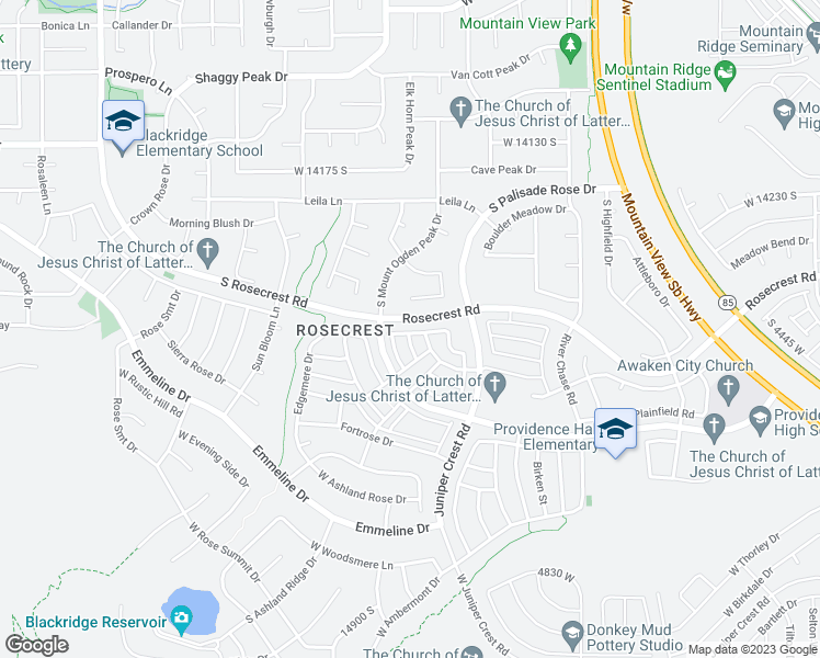 map of restaurants, bars, coffee shops, grocery stores, and more near 5092 West Rock Butte Road in Herriman