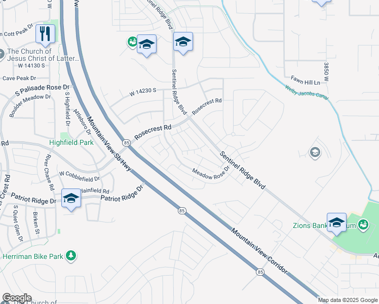 map of restaurants, bars, coffee shops, grocery stores, and more near 14447 South Daleside Court in Herriman