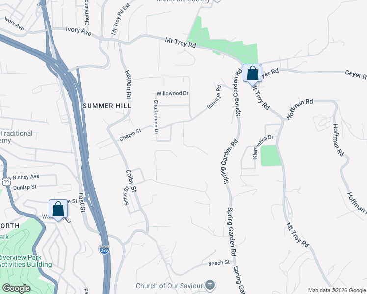 map of restaurants, bars, coffee shops, grocery stores, and more near 8 Quail Hill Road in Reserve Township