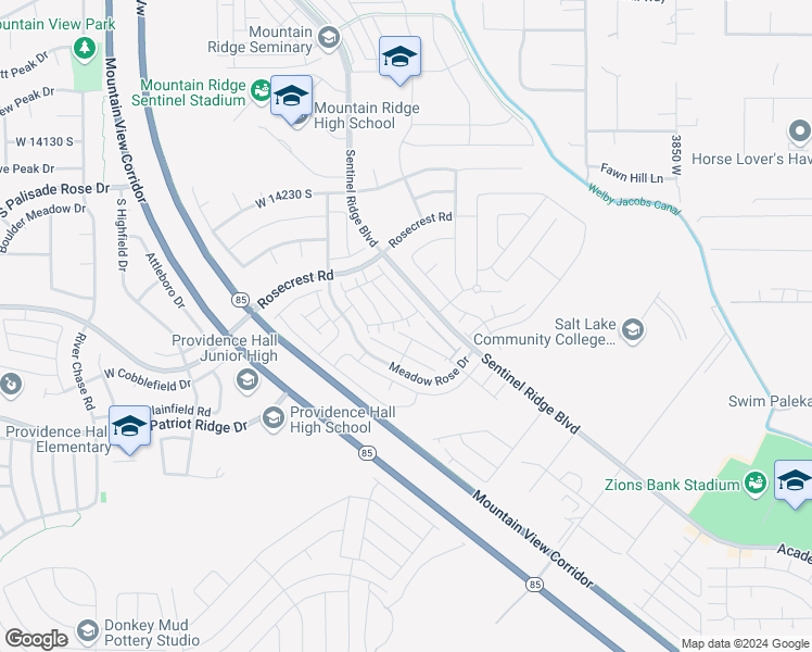 map of restaurants, bars, coffee shops, grocery stores, and more near 14442 Ashgrove Court in Herriman