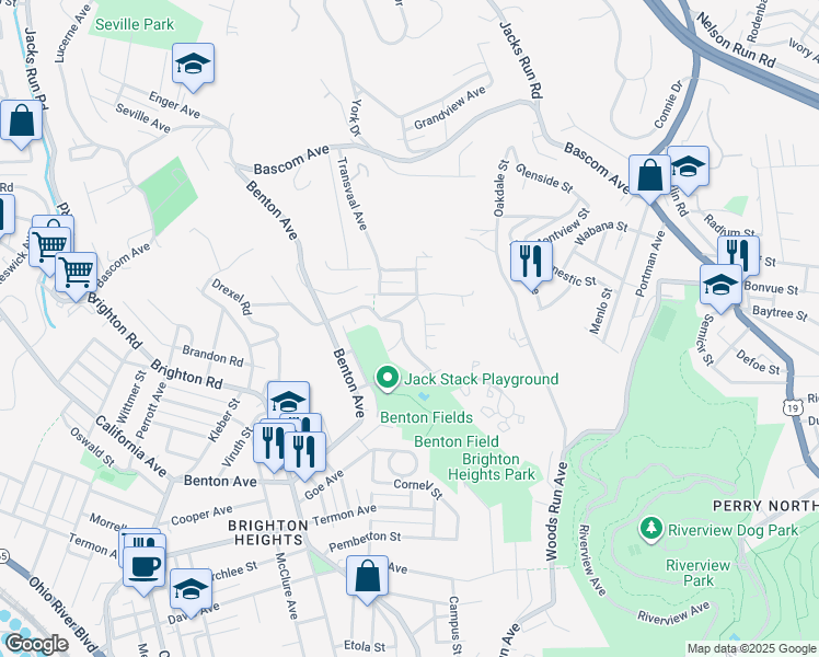 map of restaurants, bars, coffee shops, grocery stores, and more near 910 Reiss Street in Pittsburgh