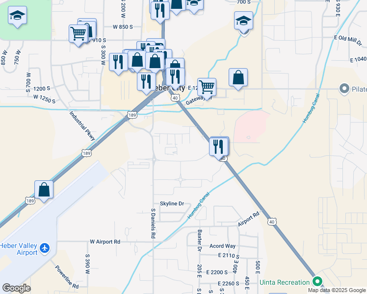 map of restaurants, bars, coffee shops, grocery stores, and more near 1496 U.S. Highway 40 in Heber City
