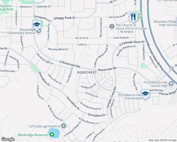 map of restaurants, bars, coffee shops, grocery stores, and more near 14393 Heartland Cove in Herriman