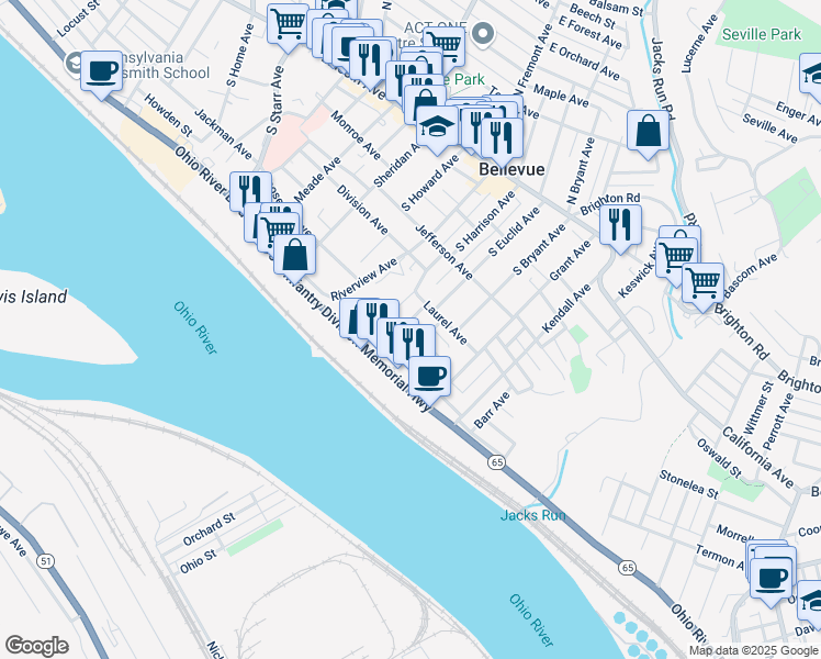 map of restaurants, bars, coffee shops, grocery stores, and more near 194 Shiloh Avenue in Pittsburgh