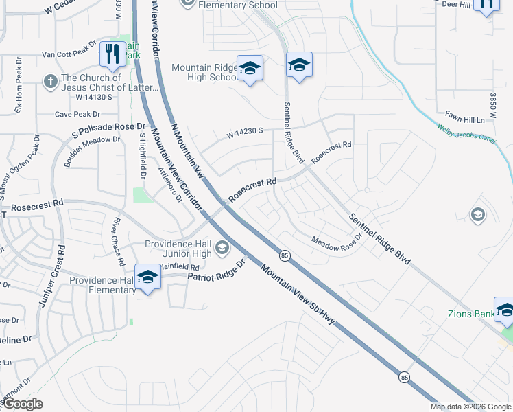 map of restaurants, bars, coffee shops, grocery stores, and more near 4473 Lone Shadow Lane in Herriman