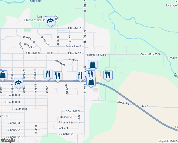 map of restaurants, bars, coffee shops, grocery stores, and more near 1015 East Main Street in Gas City