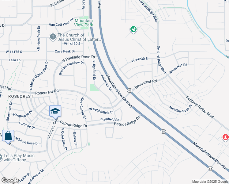 map of restaurants, bars, coffee shops, grocery stores, and more near 14427 Attleboro Drive in Herriman