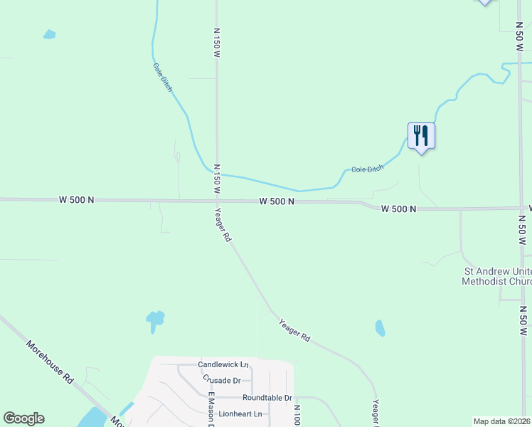 map of restaurants, bars, coffee shops, grocery stores, and more near 1323 West 500 North in West Lafayette