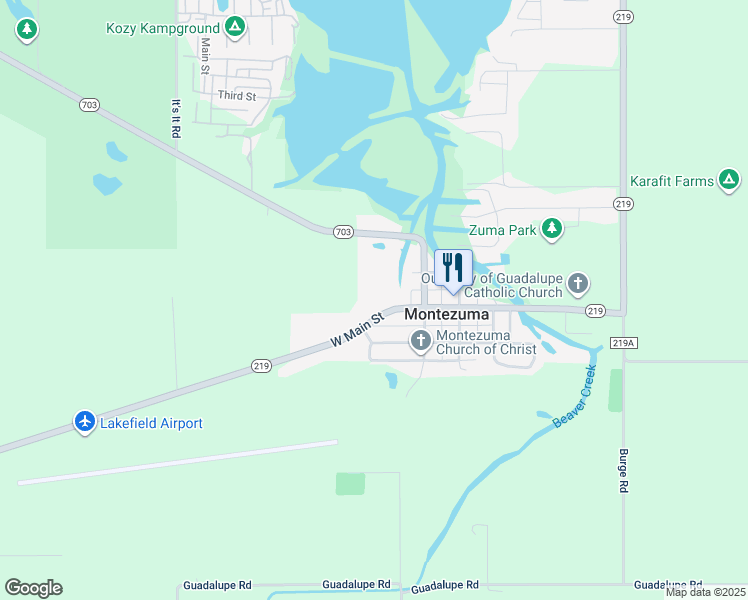 map of restaurants, bars, coffee shops, grocery stores, and more near in Montezuma