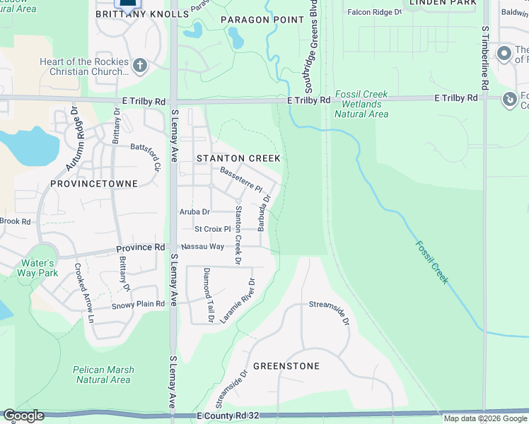 map of restaurants, bars, coffee shops, grocery stores, and more near 6932 Barbuda Drive in Fort Collins