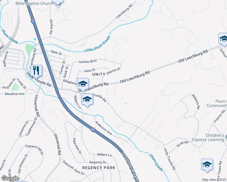 map of restaurants, bars, coffee shops, grocery stores, and more near 112 Pinto Drive in Pittsburgh