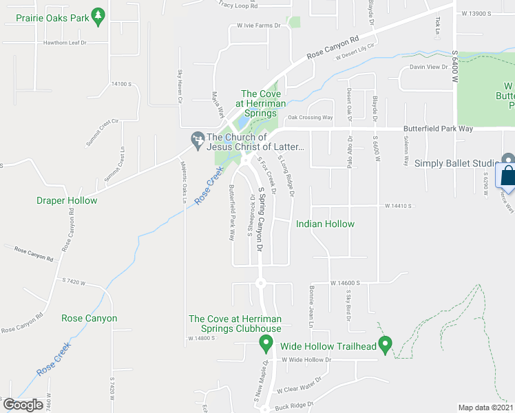 map of restaurants, bars, coffee shops, grocery stores, and more near 14401 South Sheeprock Drive in Herriman