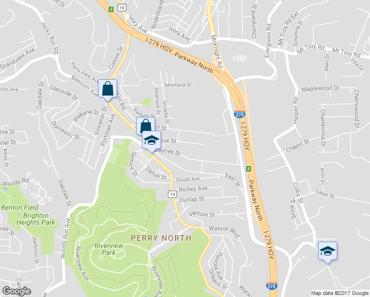 map of restaurants, bars, coffee shops, grocery stores, and more near 215 Bonvue Street in Pittsburgh