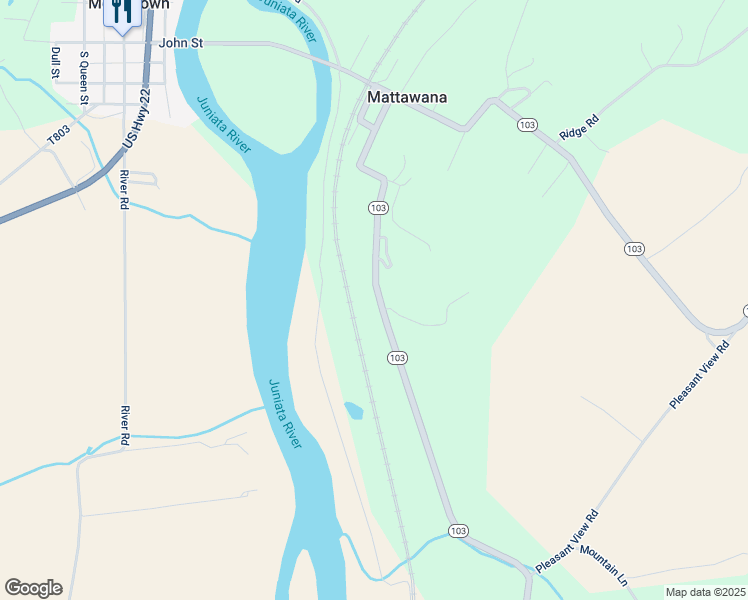map of restaurants, bars, coffee shops, grocery stores, and more near 6595 Pennsylvania 103 in McVeytown