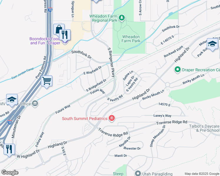 map of restaurants, bars, coffee shops, grocery stores, and more near 292 South Vestry Road in Draper