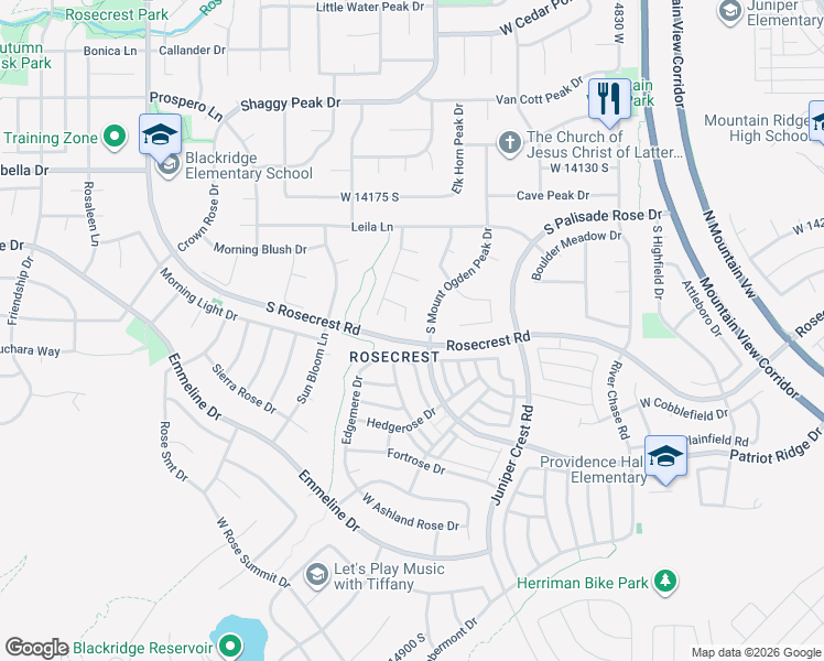 map of restaurants, bars, coffee shops, grocery stores, and more near 14393 Heartland Cove in Herriman