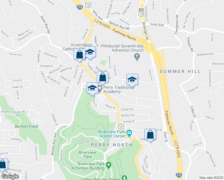 map of restaurants, bars, coffee shops, grocery stores, and more near 3846 Baytree Street in Pittsburgh