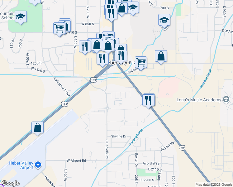 map of restaurants, bars, coffee shops, grocery stores, and more near 1390 U.S. 40 in Heber City