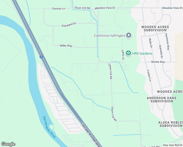 map of restaurants, bars, coffee shops, grocery stores, and more near 6901 Pistachio Lane in Redding