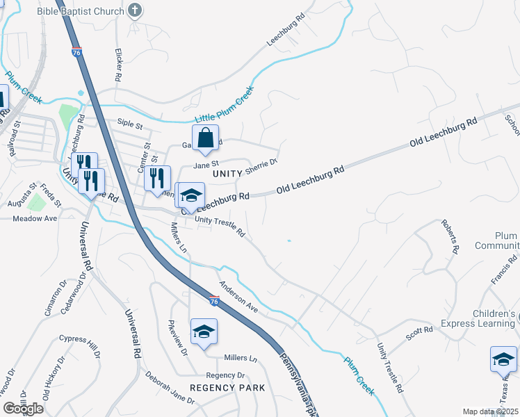 map of restaurants, bars, coffee shops, grocery stores, and more near 112 Pinto Drive in Pittsburgh