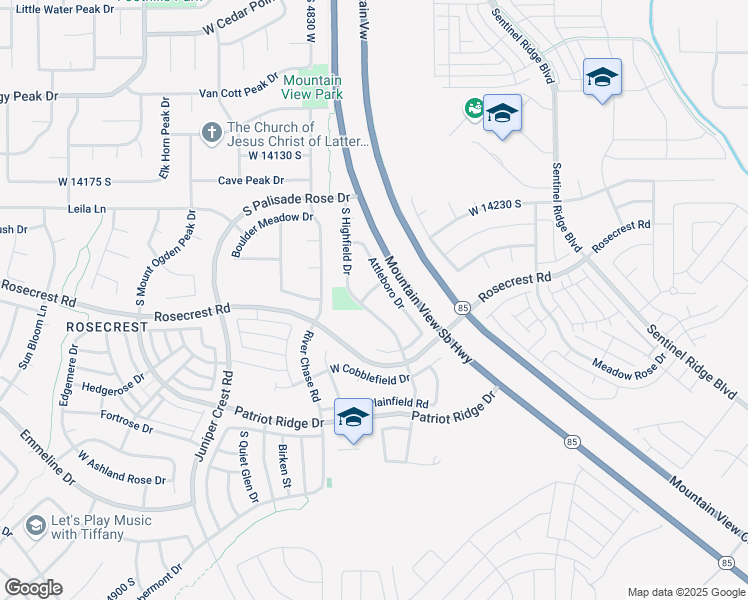 map of restaurants, bars, coffee shops, grocery stores, and more near 14417 South Highfield Drive in Herriman