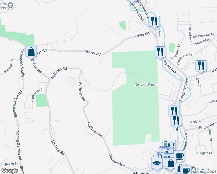 map of restaurants, bars, coffee shops, grocery stores, and more near 481 Irwin Lane in Pittsburgh