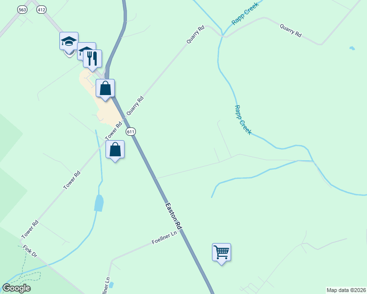 map of restaurants, bars, coffee shops, grocery stores, and more near 255 Tabor Road in Ottsville