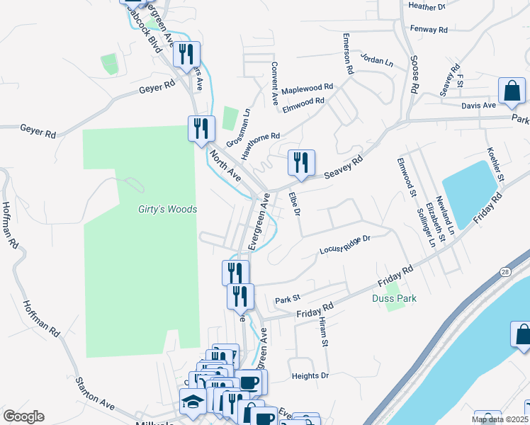 map of restaurants, bars, coffee shops, grocery stores, and more near 2 Cross Street in Pittsburgh