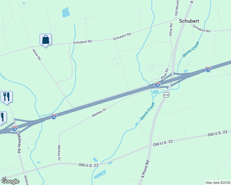 map of restaurants, bars, coffee shops, grocery stores, and more near 221 Kline Road in Bethel