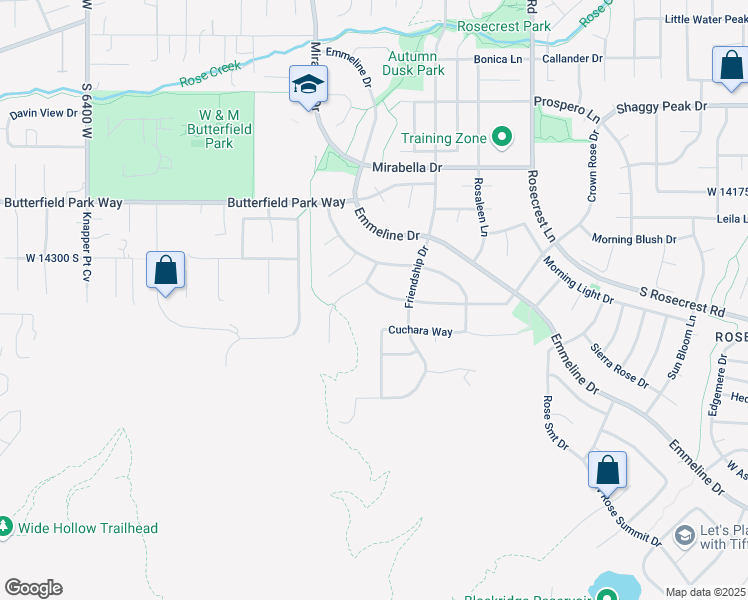 map of restaurants, bars, coffee shops, grocery stores, and more near 5879 West Muirwood Drive in Herriman