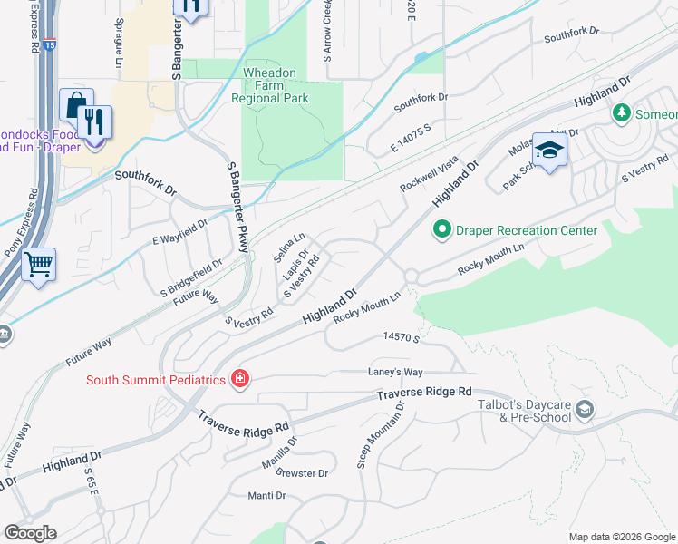 map of restaurants, bars, coffee shops, grocery stores, and more near 470 Caroline Day Cove in Draper