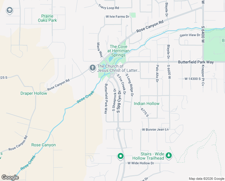 map of restaurants, bars, coffee shops, grocery stores, and more near 14366 South Sheeprock Drive in Herriman