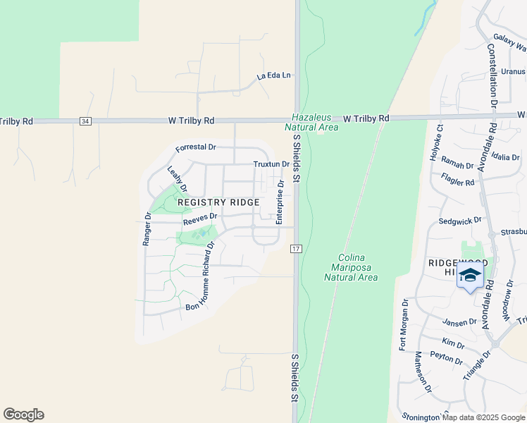 map of restaurants, bars, coffee shops, grocery stores, and more near 1203 Bon Homme Richard Drive in Fort Collins