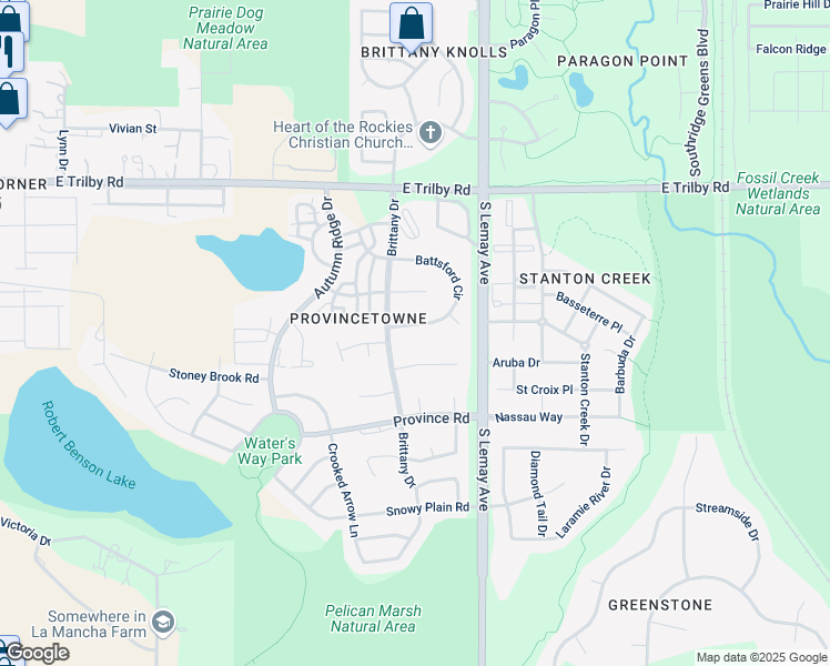map of restaurants, bars, coffee shops, grocery stores, and more near 906 Deerhurst Circle in Fort Collins