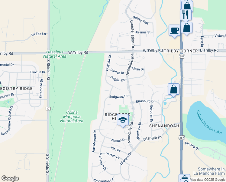 map of restaurants, bars, coffee shops, grocery stores, and more near 600 Holyoke Court in Fort Collins