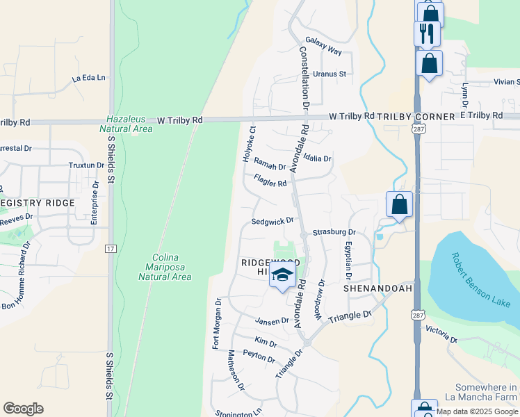 map of restaurants, bars, coffee shops, grocery stores, and more near 600 Holyoke Court in Fort Collins