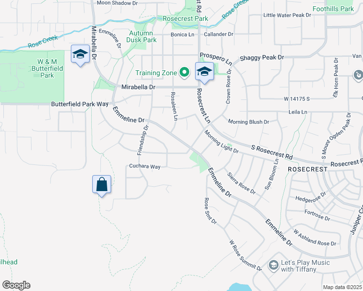 map of restaurants, bars, coffee shops, grocery stores, and more near 5672 Emmeline Drive in Herriman