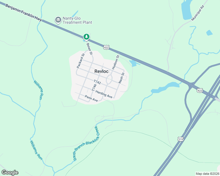 map of restaurants, bars, coffee shops, grocery stores, and more near Hudson Street in Revloc