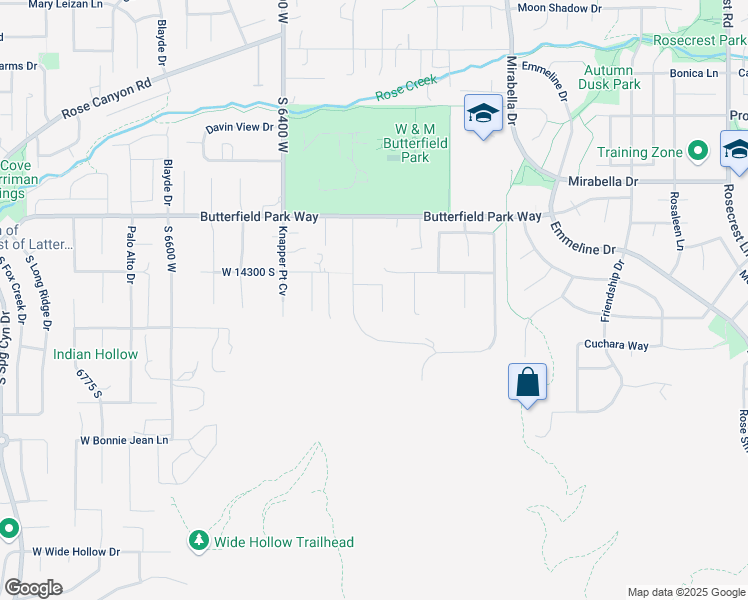 map of restaurants, bars, coffee shops, grocery stores, and more near 6242 West Fort Duchesne Cove in Herriman