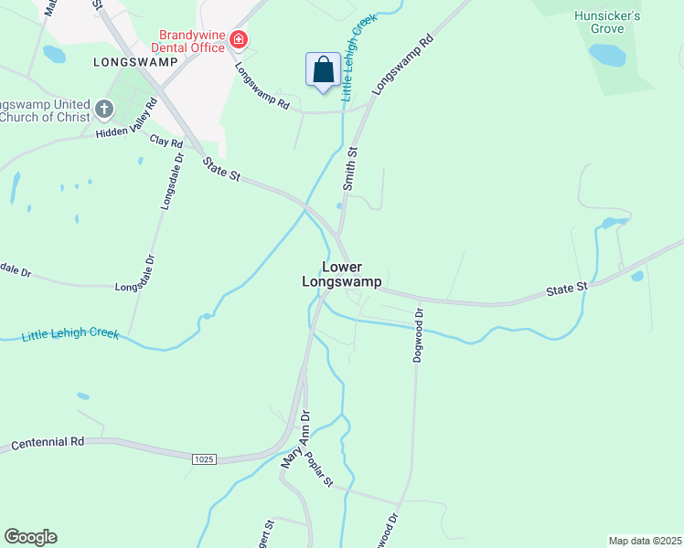 map of restaurants, bars, coffee shops, grocery stores, and more near in Lower Longswamp