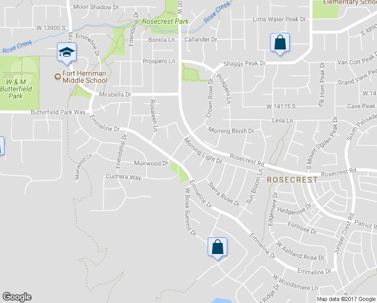 map of restaurants, bars, coffee shops, grocery stores, and more near 14348 Arcadia Rose Lane in Herriman