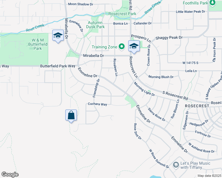 map of restaurants, bars, coffee shops, grocery stores, and more near 14349 Round Rock Drive in Herriman