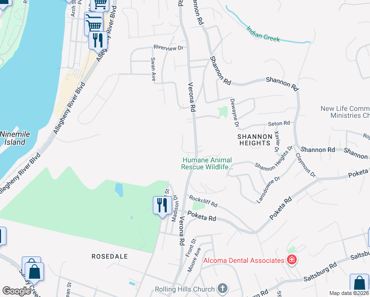 map of restaurants, bars, coffee shops, grocery stores, and more near 1609 Galeton Drive in Verona