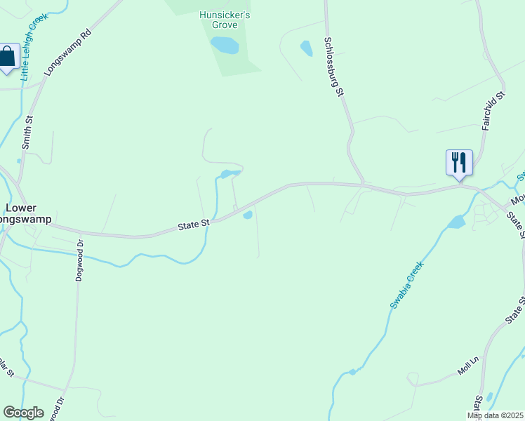map of restaurants, bars, coffee shops, grocery stores, and more near 1942 State Street in Alburtis
