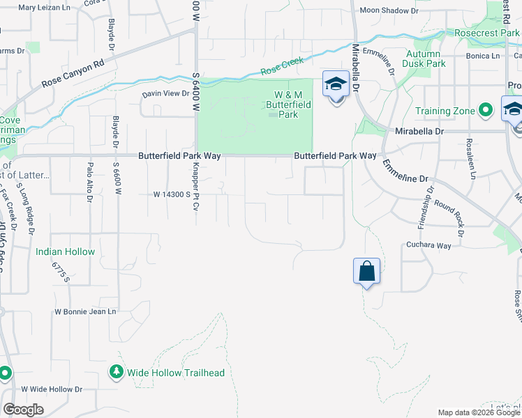 map of restaurants, bars, coffee shops, grocery stores, and more near 14332 South Fort Duchesne Cove in Herriman