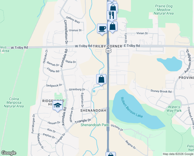 map of restaurants, bars, coffee shops, grocery stores, and more near 6813 South College Avenue in Fort Collins