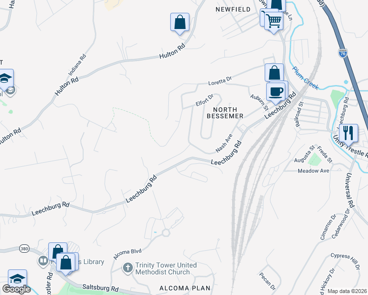 map of restaurants, bars, coffee shops, grocery stores, and more near 6595 Sentry Avenue in Pittsburgh