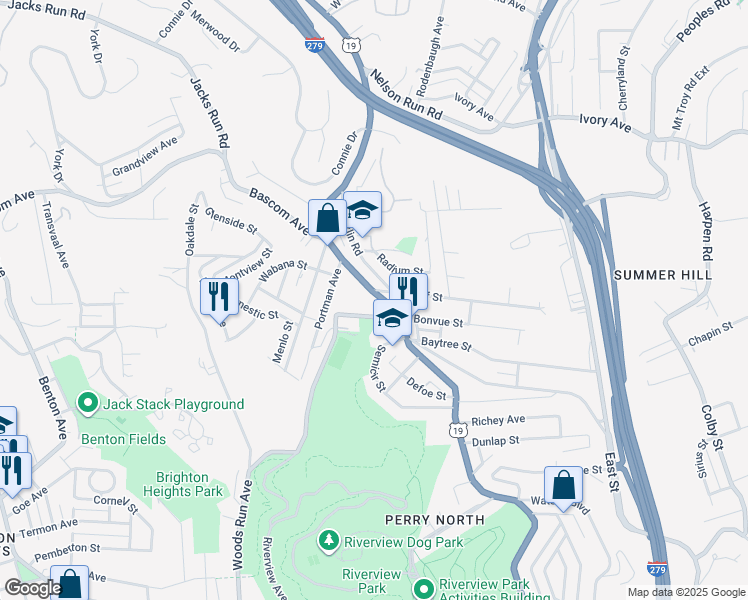map of restaurants, bars, coffee shops, grocery stores, and more near 3963 Perrysville Avenue in Pittsburgh