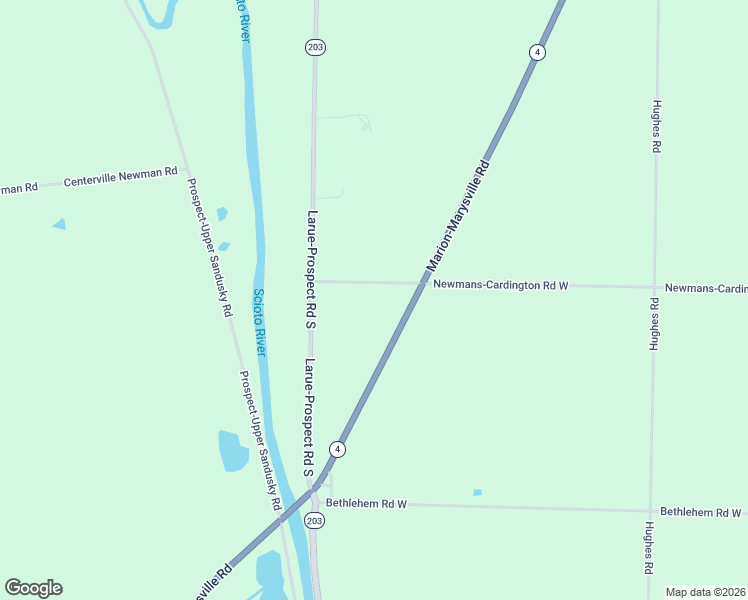 map of restaurants, bars, coffee shops, grocery stores, and more near 2630 Newmans-Cardington Road West in Prospect