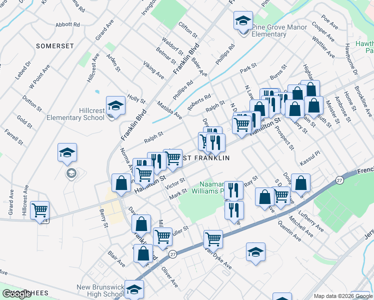 map of restaurants, bars, coffee shops, grocery stores, and more near 148 Matilda Avenue in Franklin Township